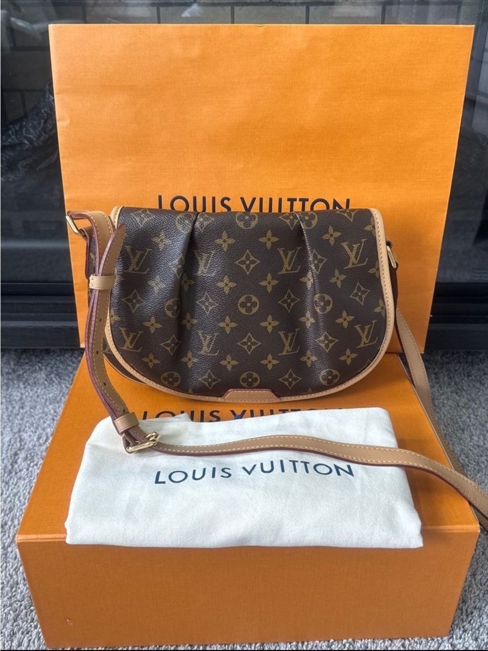 Louis Vuitton Monogram Crescent Shoulder Bag in Brown and Tan